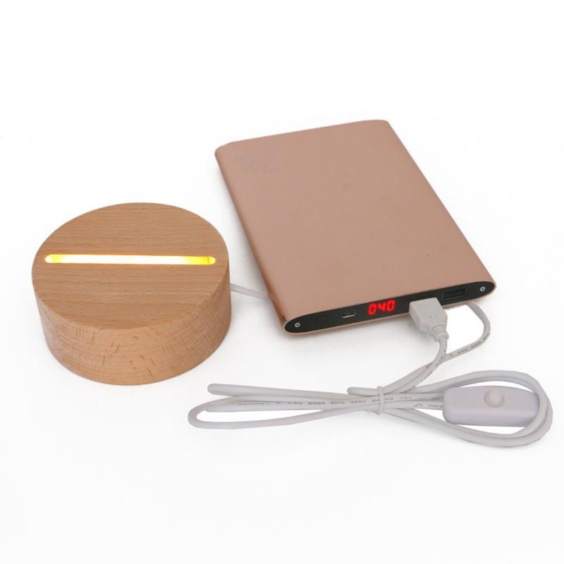 Lamparas De Mesa Wood 3d Lamp Base Warm Cold Light Usb Table Lamps For Living Room Led Night Desk