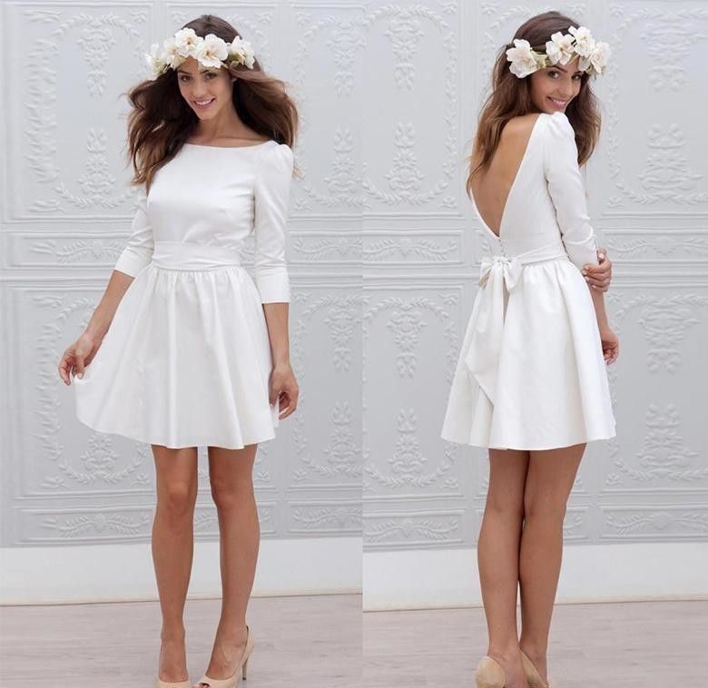 Robe De Mariée Courte Réception De Mariage Simple Et Simple Robes De Mariée Sexy Dos Nu Mariage