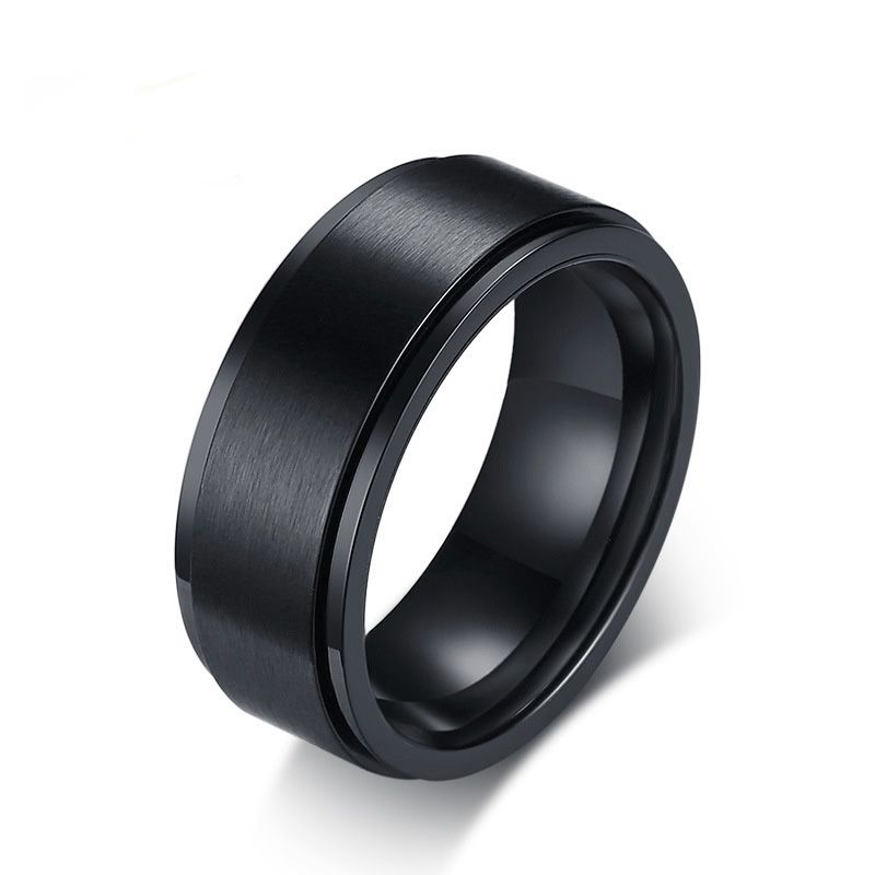 Trendy Mens Wedding Rings EURO US Style 8MM Stainless Steel Black Mens