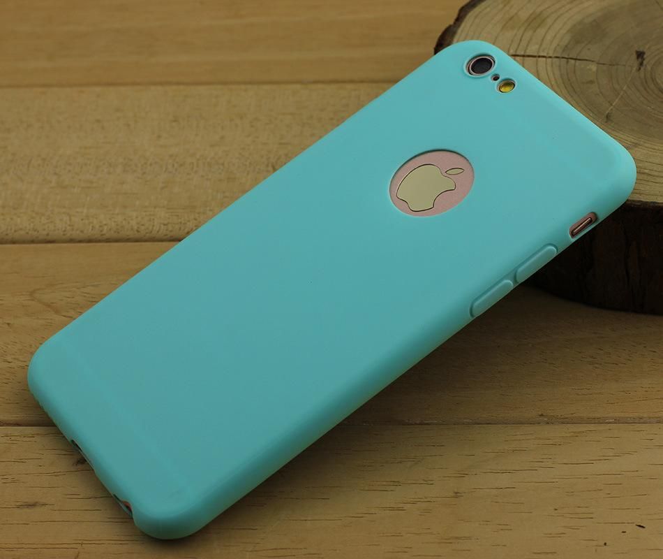 Caja del teléfono celular de la piel mate del color del caramelo de es sólidos para el caso de goma suave de la contraportada del iPhone 6 6S más TPU