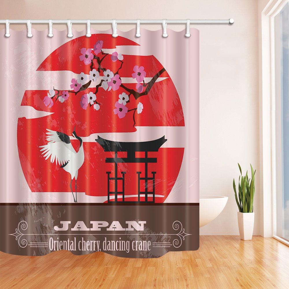 compre estilo japones flores de cerezo moda cortina de ducha 70 x 70 en moho resistente impermeable poliester decoracion colgantes cortinas barato a