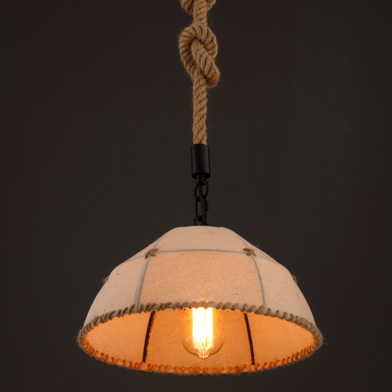 American Woven Linen Single Pendant Lights Dia 35cm 45cm Retro Nostalgic Lamps Restaurant Parlor Study Master Bedroom G153