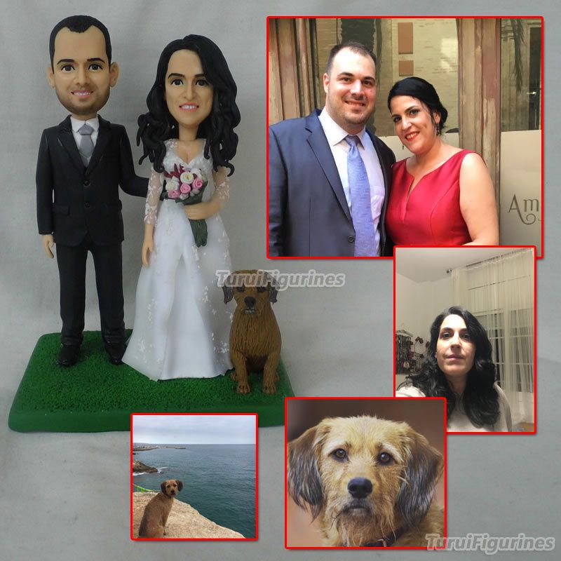 Turui Figurines Wedding Cake Topper Funny Dog Polymer Clay Doll