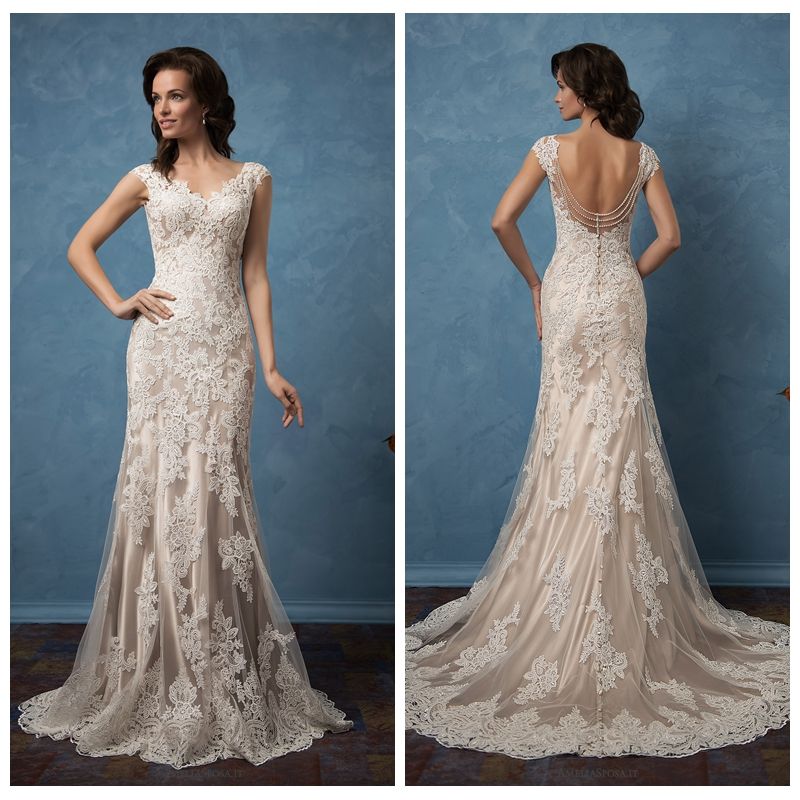 Champagne Lace Wedding Dress