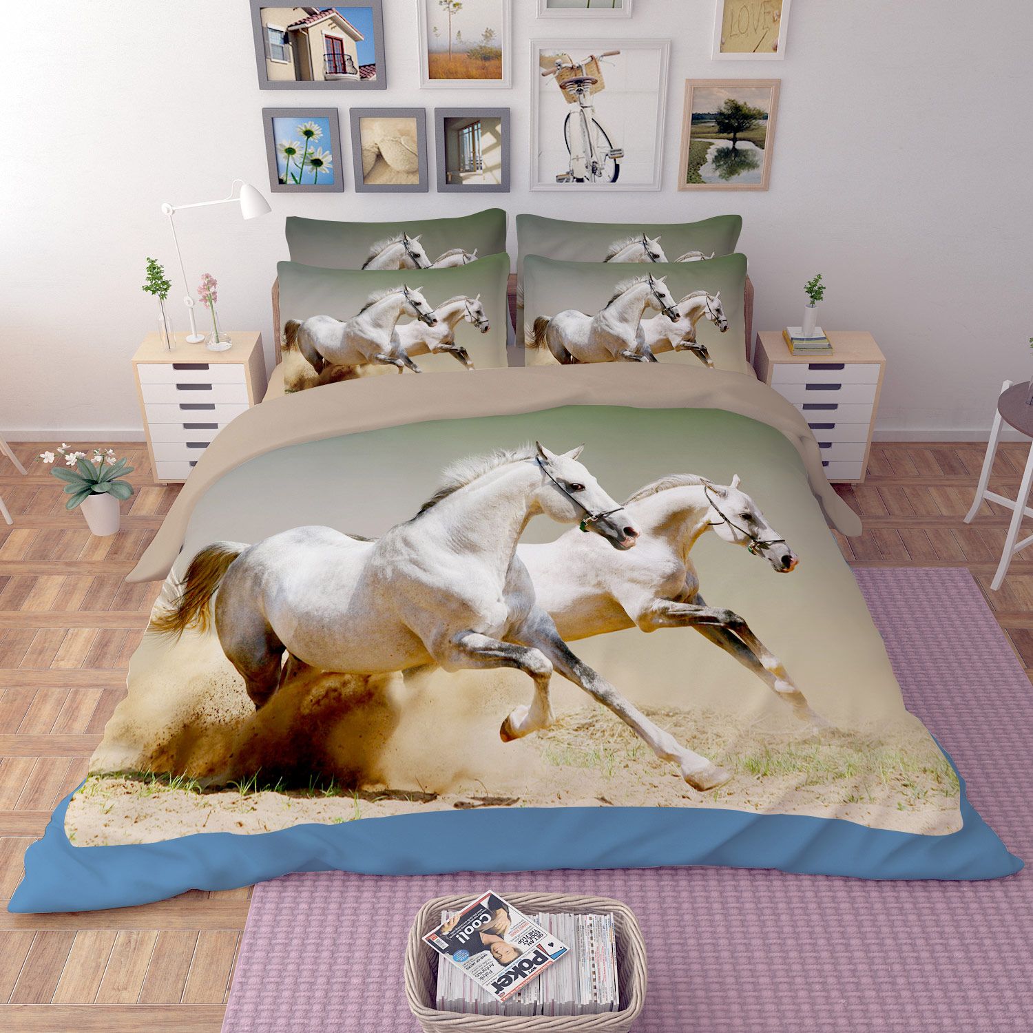Novelty Gift Running Horse Pattern Home Dorm Bedding Set Duvet Quilt Novelty Gift Running Horse Pattern Home Dorm Bedding Set Duvet Quilt Cover With 2 Pillowcase Twin Full Queen King Size Quality Velvet From