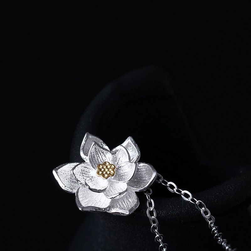 Whole 925 Sterling Silver Lotus Leaf Pendant Female Money Back Whole 925 Sterling Silver Lotus Leaf Pendant Female Money Back Ancient Designer Jewelry Necklace Short Term Clavicle Chain 18k Gold Plated Blue