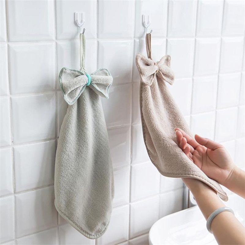 38 46cm Quick Dry Hand Towel Cloth Hanging Bowknot C Velvet 38 46cm Quick Dry Hand Towel Cloth Hanging Bowknot C Velvet Kitchen Drying Hands Towels Lovely Soft Pendant Drop Size Beach