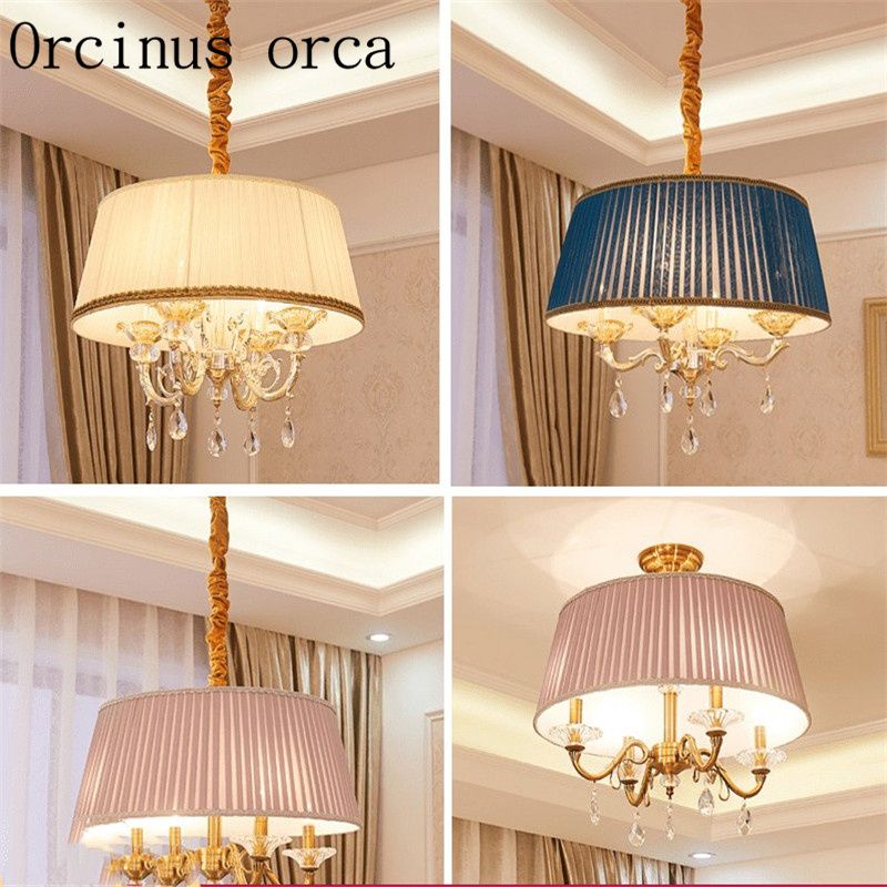 European Style Countryside Crystal Chandeliers Dining Room Living European Style Countryside Crystal Chandeliers Dining Room Living Bedroom Study Modern Simple Fabric Chandelier Ceiling Lights Hanging Lamp From