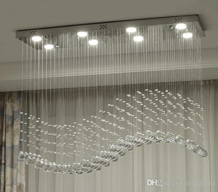 Contemporary Crystal Rectangle Chandelier Rain Drop Ceiling Contemporary Crystal Rectangle Chandelier Rain Drop Ceiling Light Fixture Wave Design Flush Mount For Dining Room Shabby Chic Kitchen