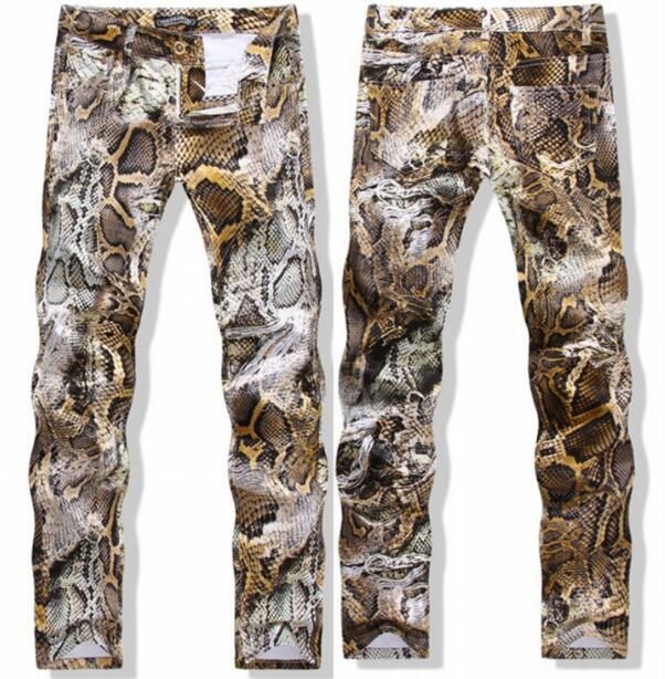 snake print jeans men