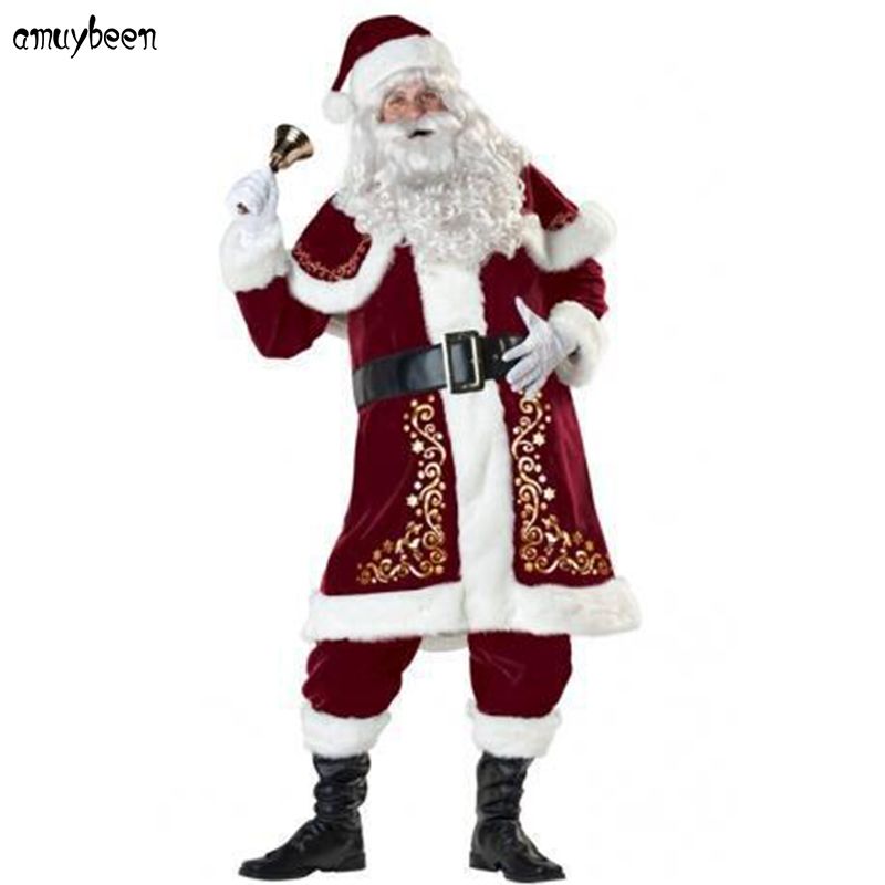 Santa Claus Costume Christmas Adult For Men Red A Full Set Plus Size