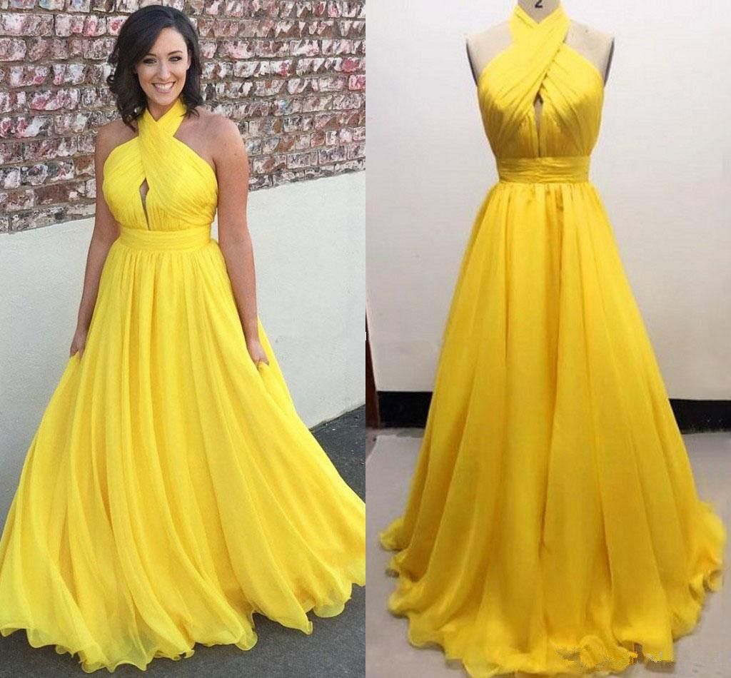 yellow halter gown