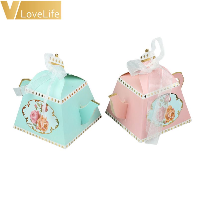Mini Teapot Cup Wedding Favor Boxes Bonbonniere Gift Candy Box With