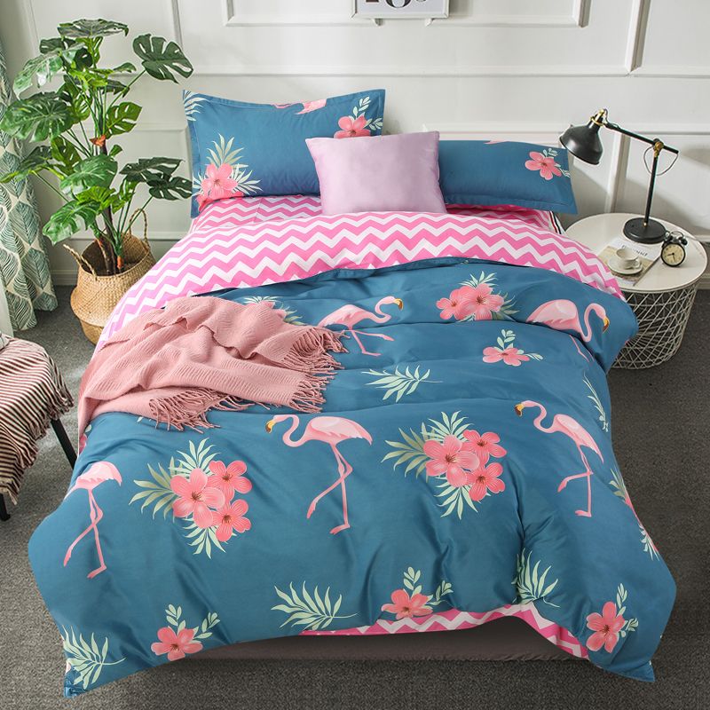 Pink Flamingo Bedding Set Past Style Flowers Edredon Duvet Cover Pink Flamingo Bedding Set Past Style Flowers Edredon Duvet Cover Bed Sheet Pillow Case 3 Housse De Couette Toile Country From Hymen