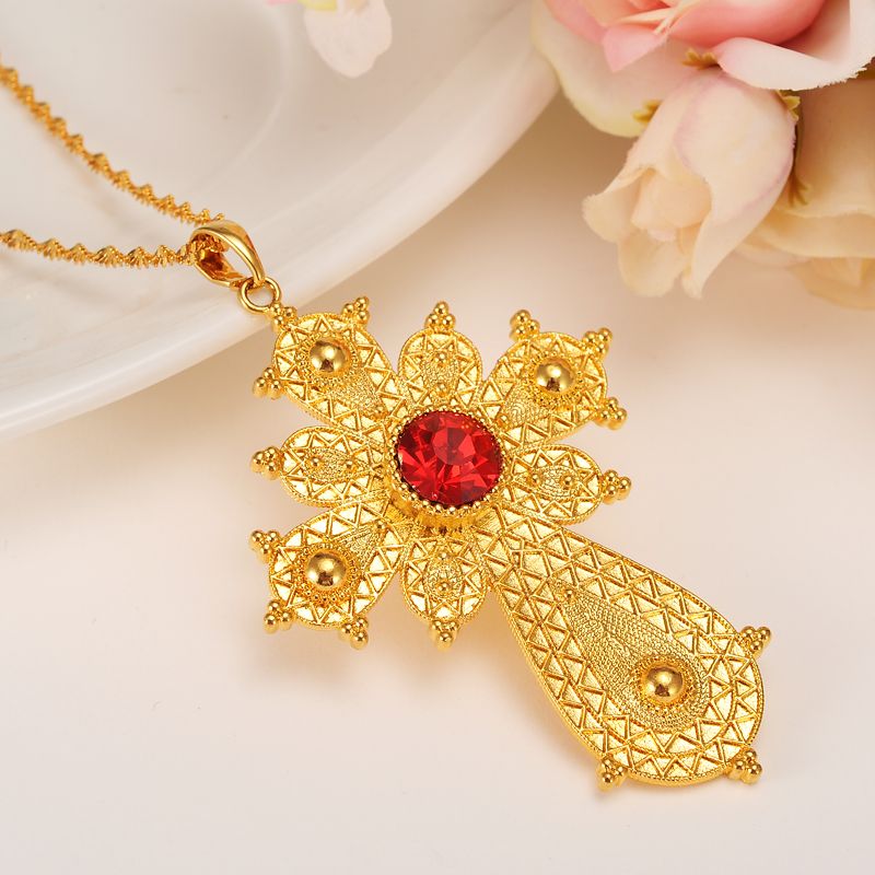 Bangrui Ethiopian Big Cross Pendant Necklaces For Women Men Gold Bangrui Ethiopian Big Cross Pendant Necklaces For Women Men Gold Color Africa Ethiopia Crosses Jewelry Eritrea Items With 8 92 Piece