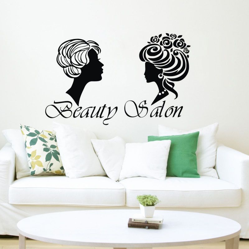 Girl Beauty Salon Wall Decorations For Creativity Stickers Home Decor Two Fashion Women Decals Vinyl