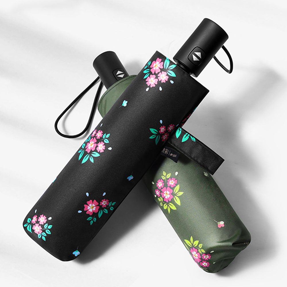 2020 Brand Automatic Umbrella Rain Women Three Folding Sunscreen Cherry