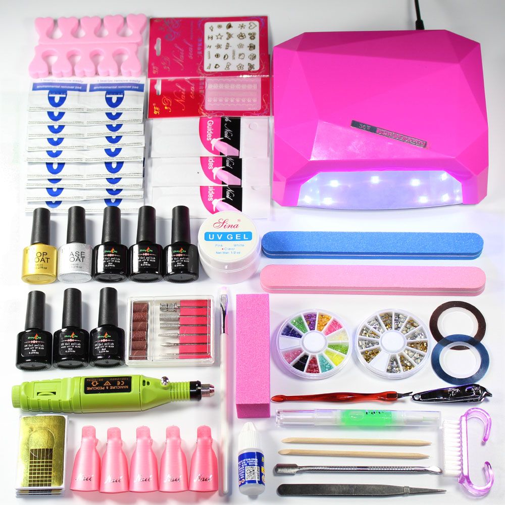 Nails 2018 Manicure Set Uv Gel Polish Kit Led Lamp Nail Drill Nails 2018 Manicure Set Uv Gel Polish Kit Led Lamp Nail Drill Machine Extending Lacquer Base Top Coat Etc Art Techniques