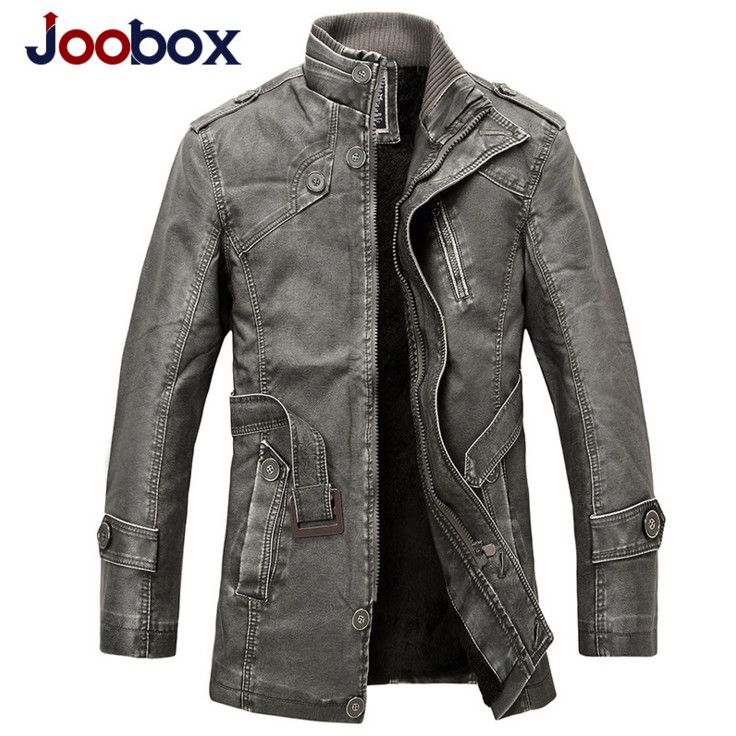 Joobox 2018 Winter Motorcycle Leather Jacket Men S Clothing New Fashion Wool Liner Warm Mens Pu Jackets And Coats Grey