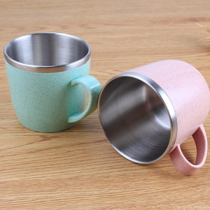 Mini Cute Plastic Coffee Tea Mug, Eco Friendly Wheat Straw