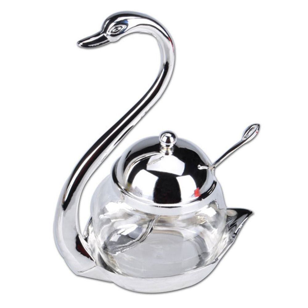 Zinc Alloy Kitchen E Seasoning Bottle Swan Design Sugar Salt Coffee Storage Container Tank With Spoon Cooking Tools