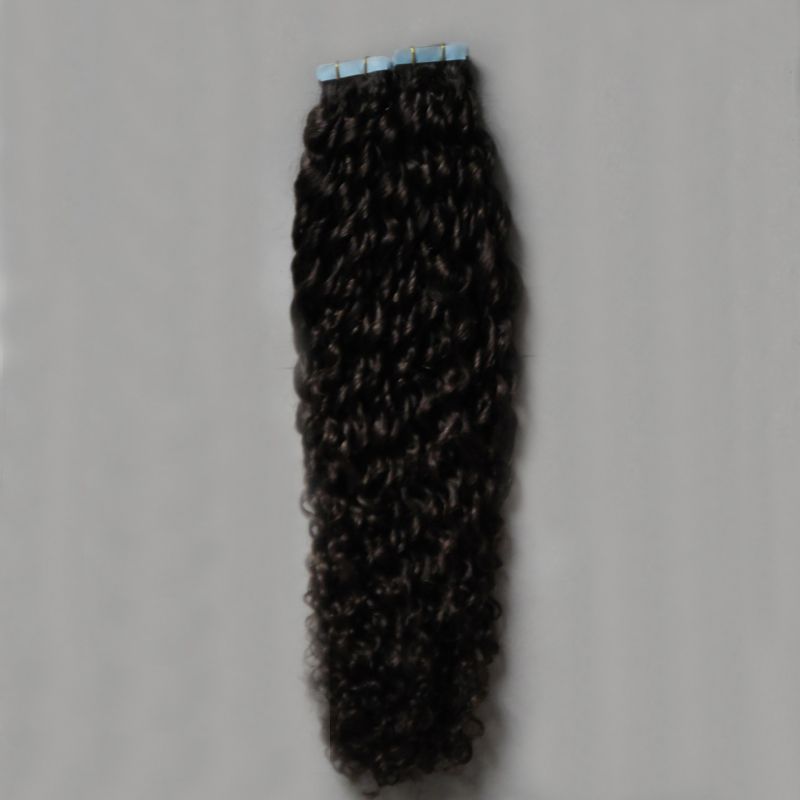 2 Darkest Brown Afro Kinky Curly Tape In Human Hair Extensions 100g