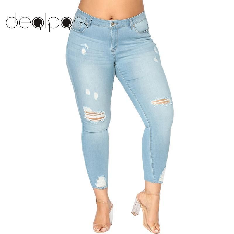 Neue Frauen zerrissene Jeans Bodycon Denim Zerstörte ausgefranste Loch Reißverschlusstaschen beiläufige Hosen Hose Blau Neue Frauen zerrissene Jeans Bodycon Denim Zerstörte ausgefranste Loch Reißverschlusstaschen beiläufige Hosen Hose Blau