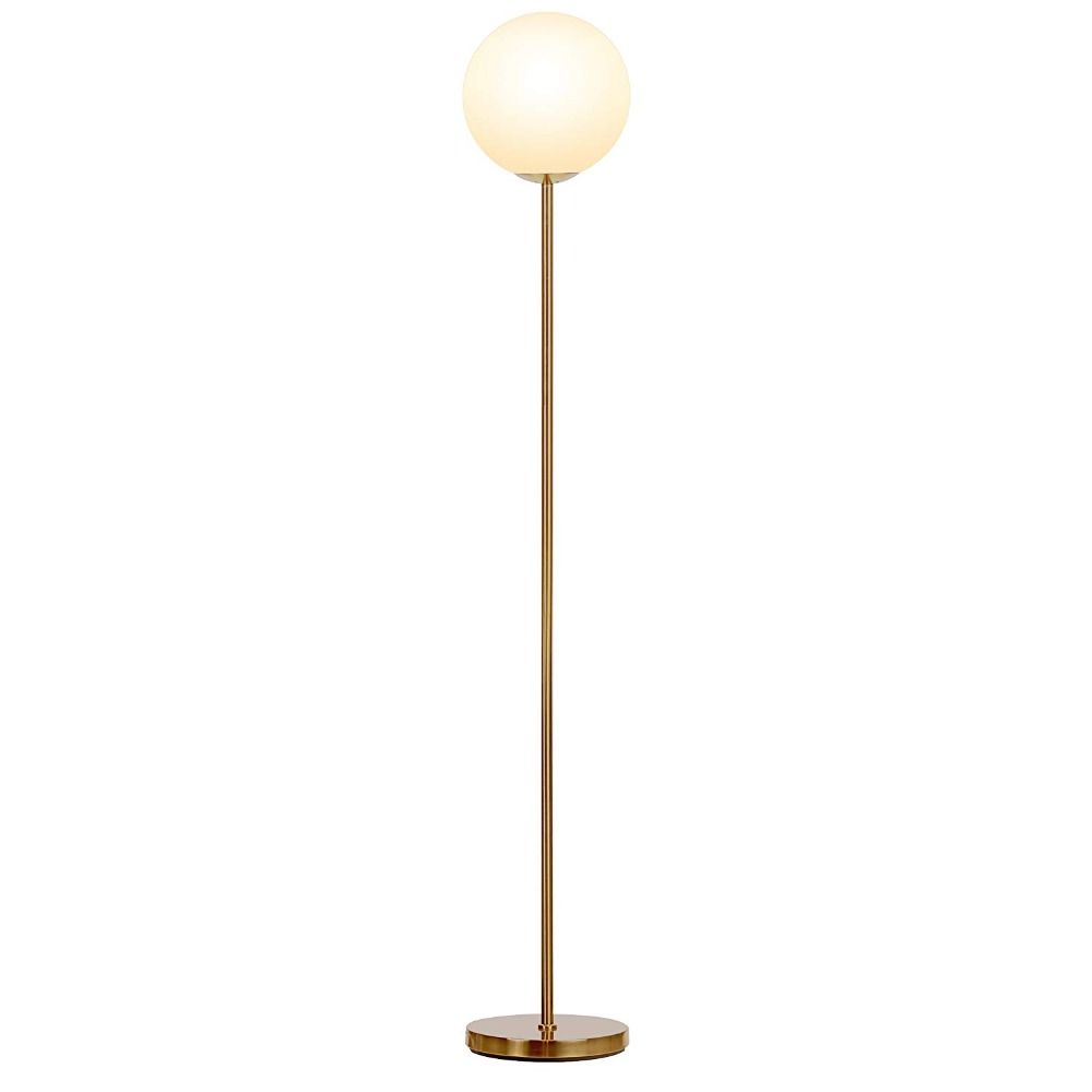 Modern Frosted Glass Globe Led Floor Lamp Mid Century Standing For Living Rooms Tall Pole Light Bedroom Office Reading