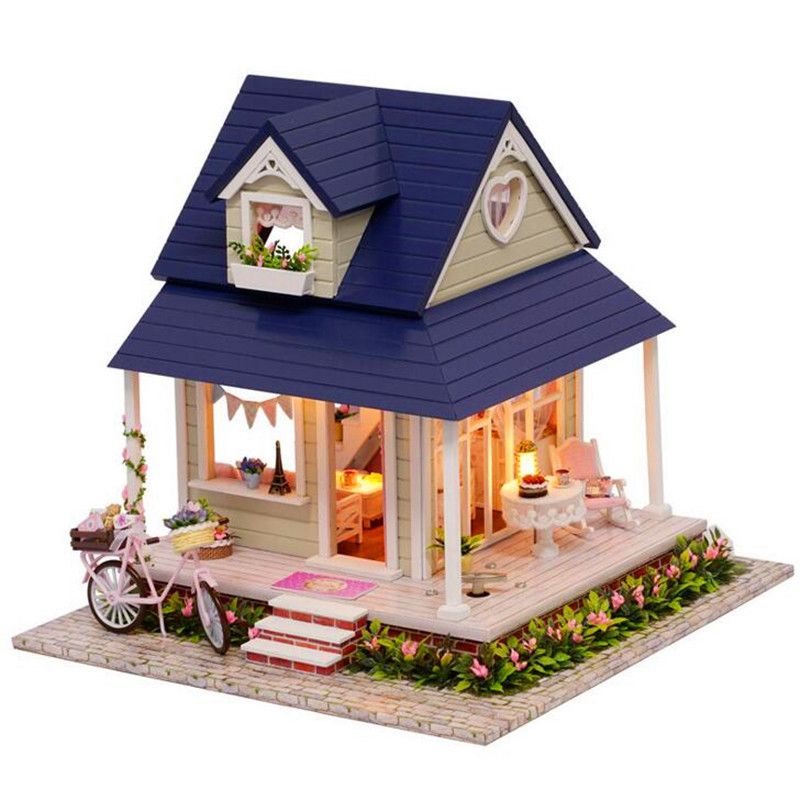 Cuteroom Diy Handmade Wooden Dollhouse Miniature With House Cuteroom Diy Handmade Wooden Dollhouse Miniature With House Furniture Toy Gift For Children Bicycle Angle Kit Dolls Houses