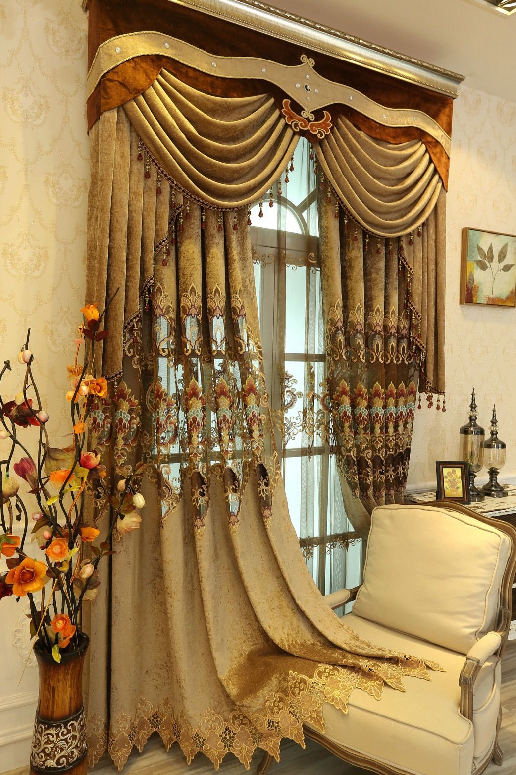 2020 Curtain European Style Luxury Luxury Curtains Lace Water Soluble