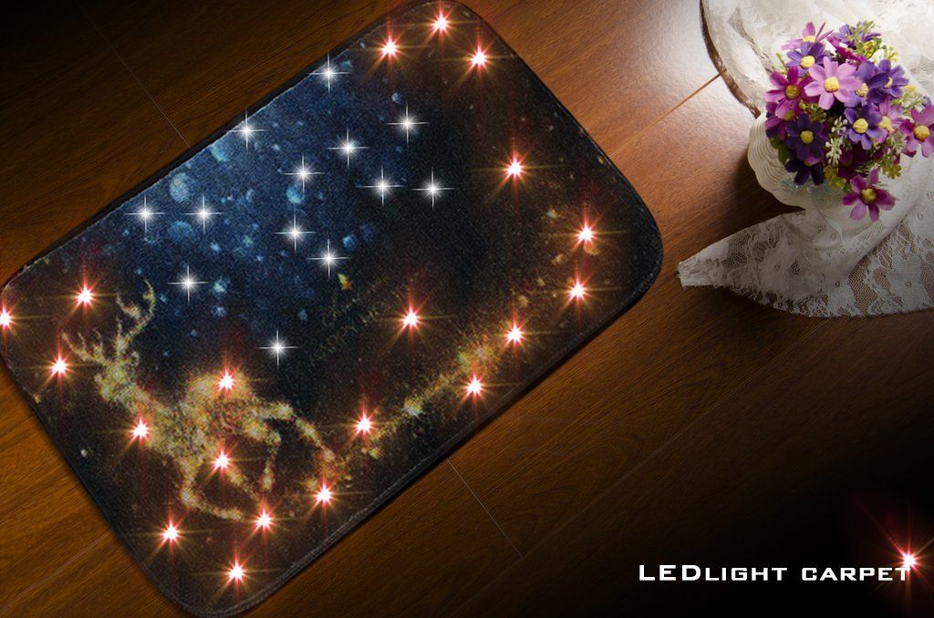LED Light Home Floor Mat, Indoor Or Outdoor Non Slip Deer Door Mat Step Activated Bath Mat
