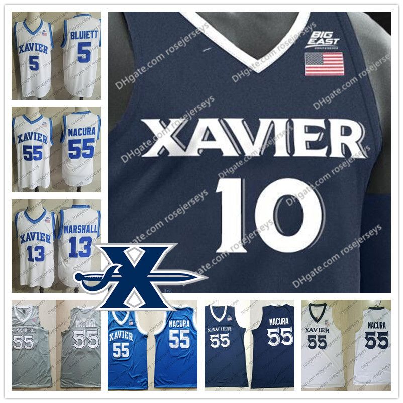 2019 Custom Xavier Musketeers College Basketball White Blue Black Gray