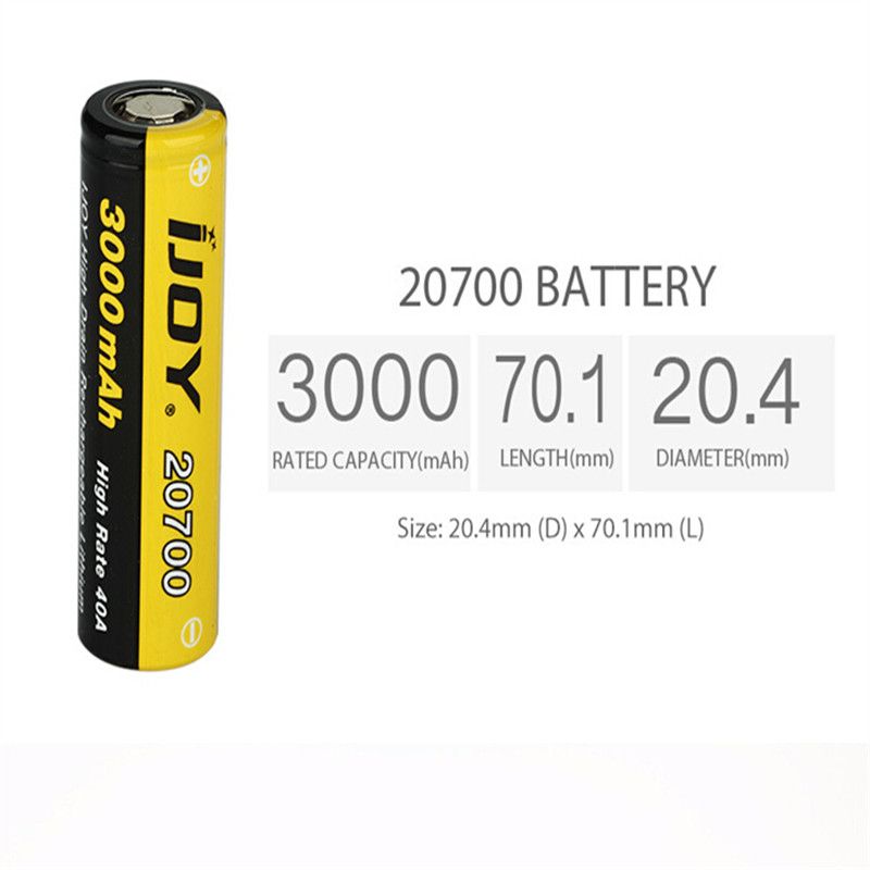 100% подлинная IJOY 20700 Батарея 3000 мАч 40A Li-Ni Аккумуляторная батарея Высокой Сливной Для Оригинального 510 Thread Box Mod