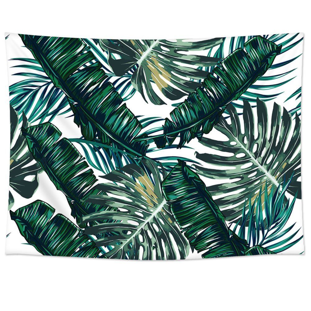 charmhome palm tree leaves pattern tapestry hanging polyester fabric