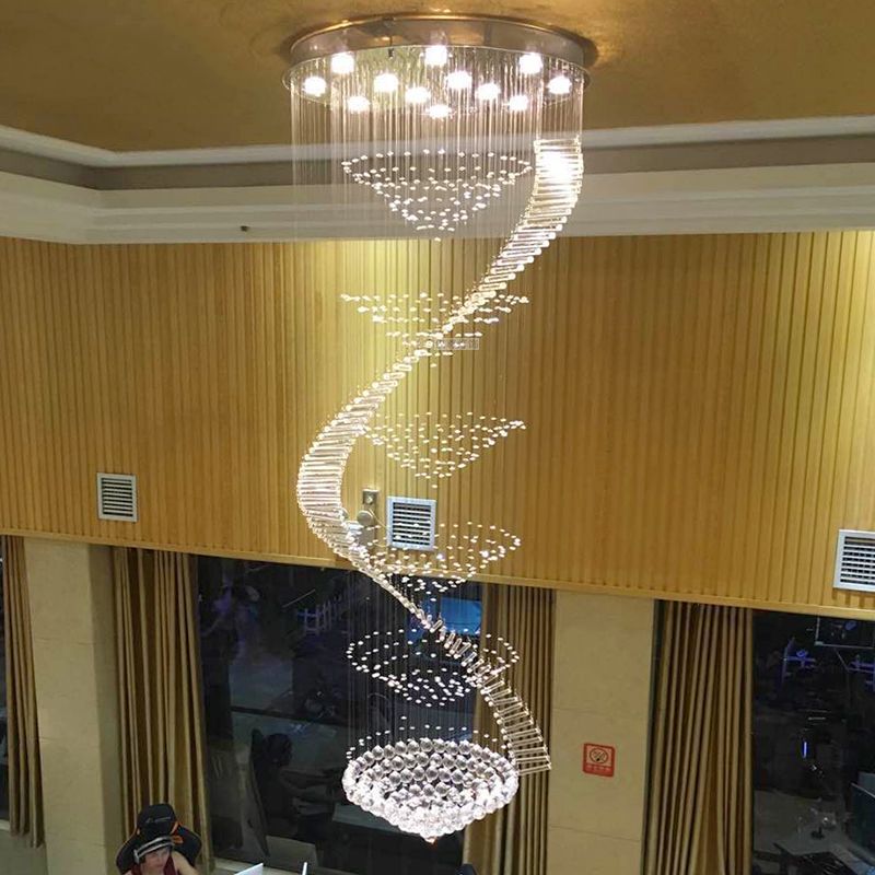 Long Crystal Chandelier Stair Spiral Lighting Long Crystal Chandelier Stair Spiral Lighting Staircase Light Chandeliers Ceiling High Rope Large Zg8011 3