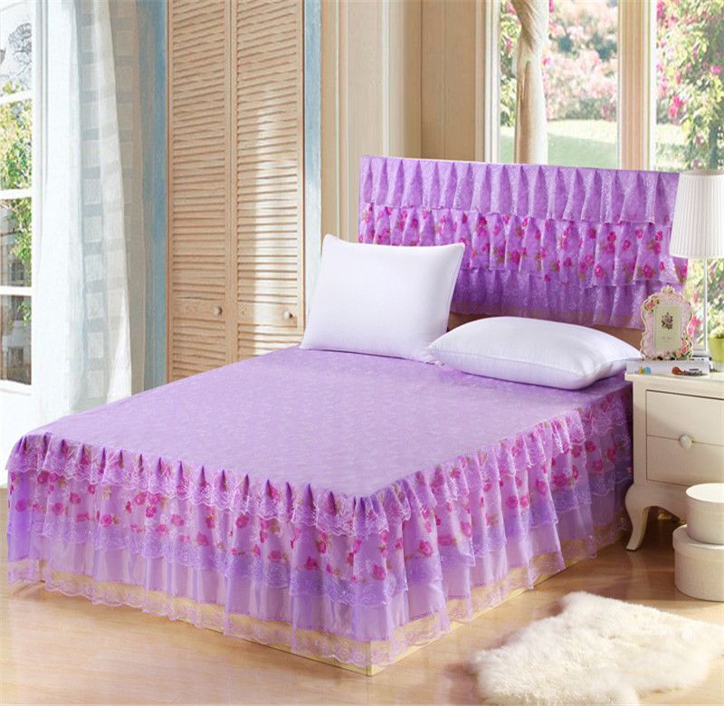 Orincess Bedding Purple Polyester Lace Ruffles Bed Skirt Bedclothes Orincess Bedding Purple Polyester Lace Ruffles Bed Skirt Bedclothes Twin Full Queen Size Bedspreads Mattress Cover Bedskirts Dust