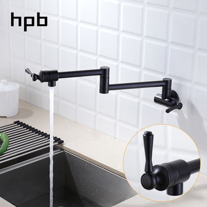 2018 Hpb Brass Wall Mount Pot Filler Folding Spout Kitchen Faucet 2018 Hpb Brass Wall Mount Pot Filler Folding Spout Kitchen Faucet Antique Single Cold Water Sink Mixer Tap Lacquered Black Dr9b25 From Baibuju8