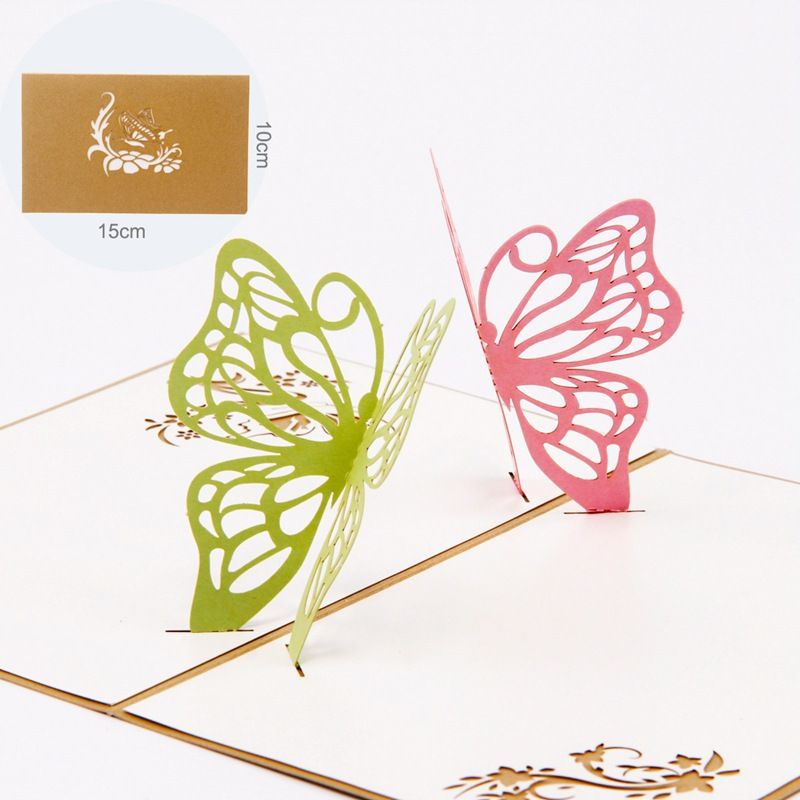 Laser Cut Invitations 3d Cubic Butterflies Birthday Greeting Cards
