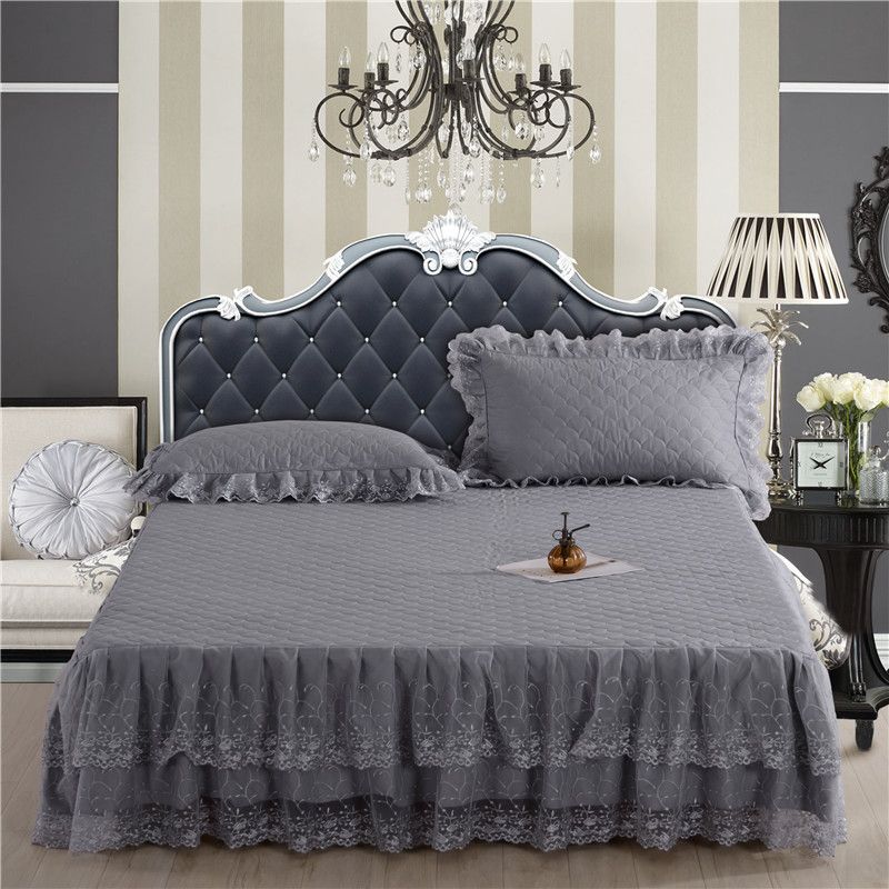 Princess Lace Bed Skirt Pink Grey Red Spread King Queen Full Princess Lace Bed Skirt Pink Grey Red Spread King Queen Full Cover Home Decoration Quilted Bedding Set 150 180x200cm Crochet Bedskirt Linen Dust Ruffle