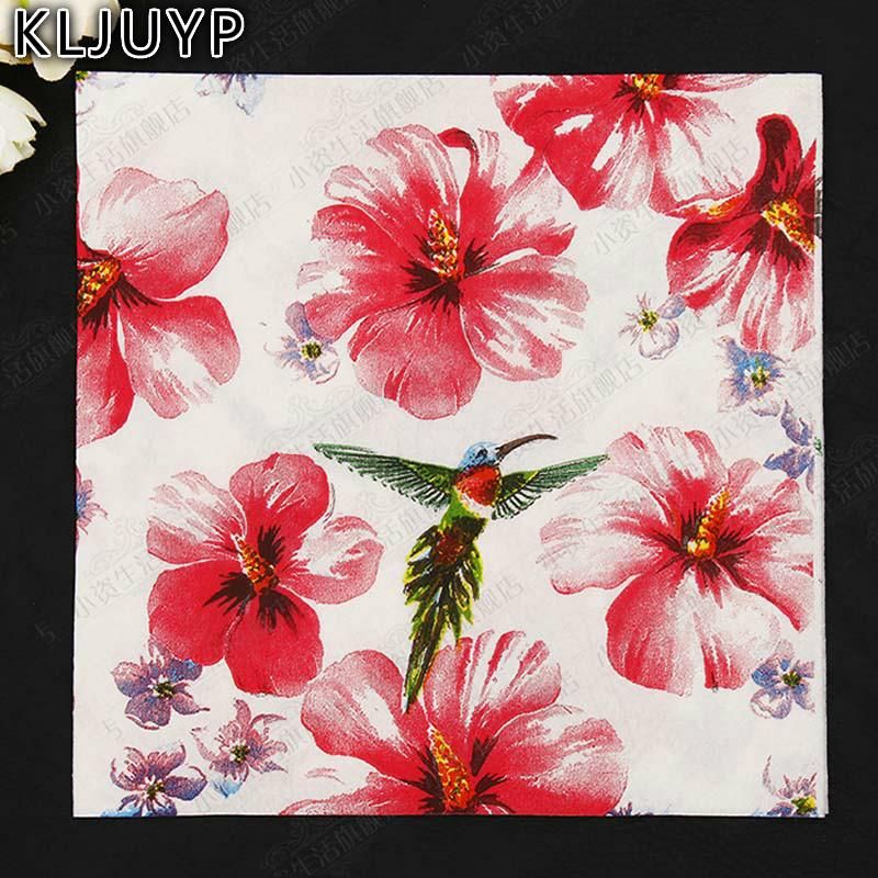 2019 wholesale kljuyp birds flowers paper napkin festive party paper napkin flower