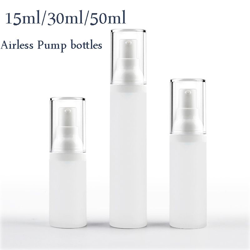 2019 15ml 30ml 50ml Frosted PP Empty Airless Pump Bottles Mini Portable