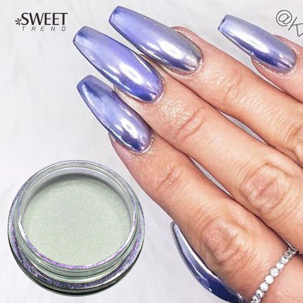 Acquista 1 Box 1g Viola Oro Argento Specchio Unghie Polvere