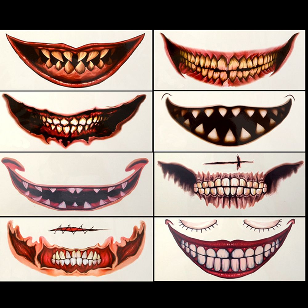 Terror De Halloween Tatuajes Temporales Sangre Cicatriz 3d Herida