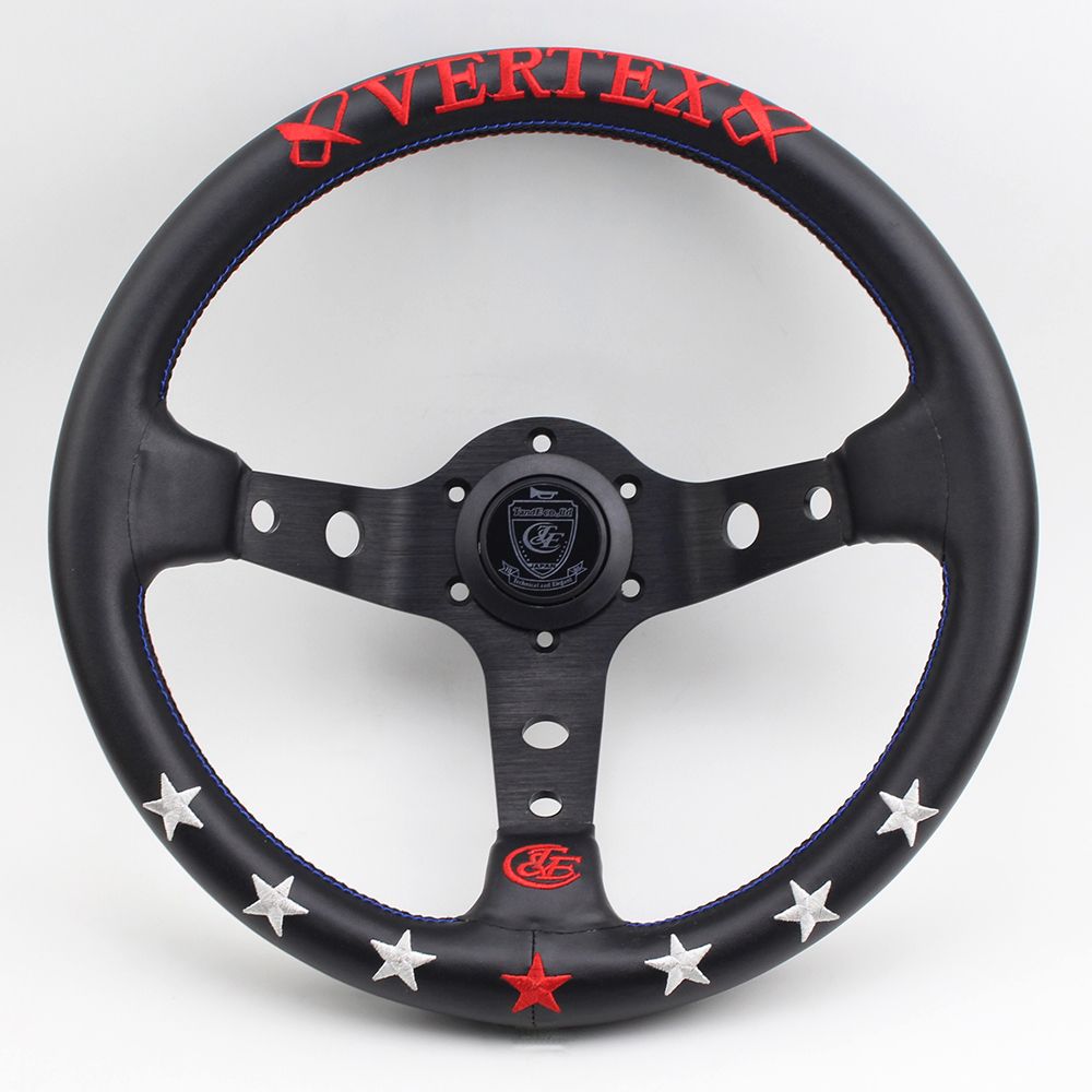 2019 VERTEX Embroidery Custom Leather Steering Wheel 13Inch Racing