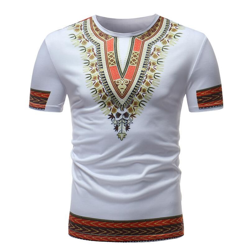 New Summer African Tradition Dashiki Men Clothes T Shirt Wax Fabric ...