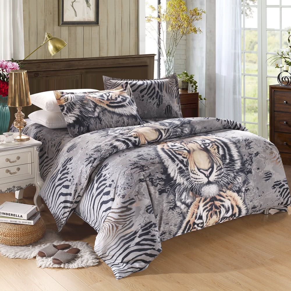 H17508us Qu Tiger Pattern 3d Printed Bedding Set Bedclothes Home H17508us Qu Tiger Pattern 3d Printed Bedding Set Bedclothes Home Textiles King Queen Size Quilt Cover Bed Sheet 2 Pillowcases Duvet Sets