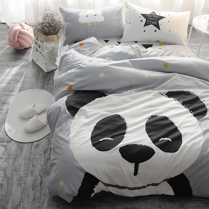 Panda Fox Bedding Set Black And White Duvet Cover Cartoon For Panda Fox Bedding Set Black And White Duvet Cover Cartoon For Children Kids Queen King Bedclothes Bed Linen Sheet Cool Blue Sets From