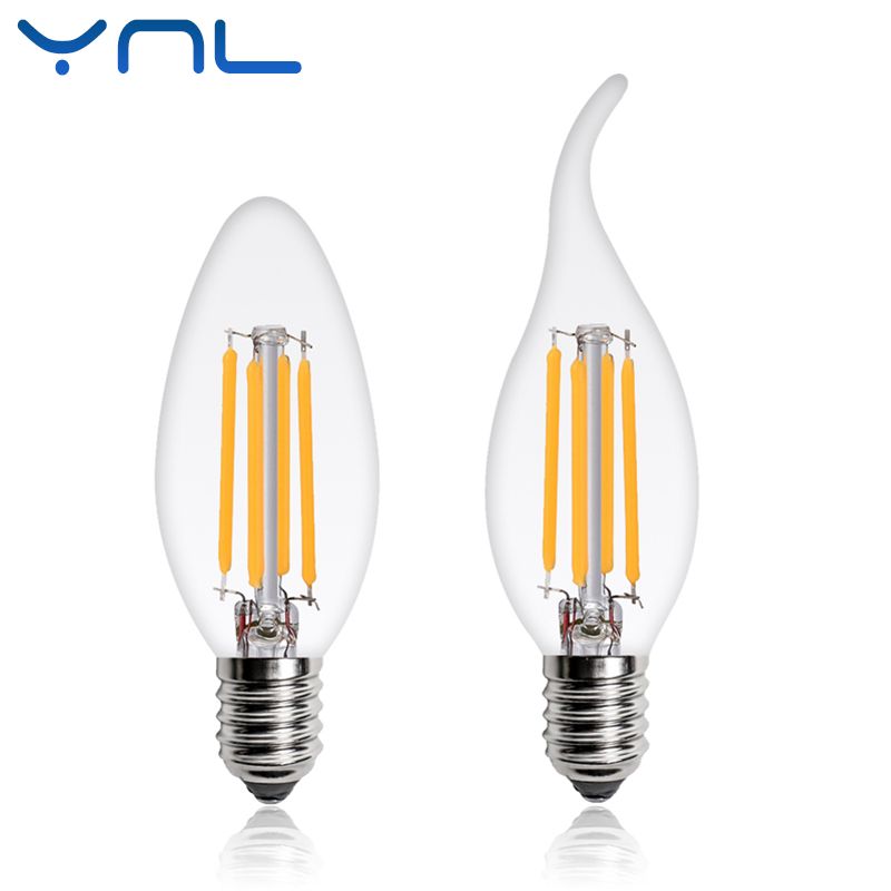 Ynl Led Filament Bulb E14 Candle Light 2w 4w 6w Edison C35 220v Ynl Led Filament Bulb E14 Candle Light 2w 4w 6w Edison C35 220v Retro Antique Vintage Style Warm White Glass Bulbs Review Spotlight