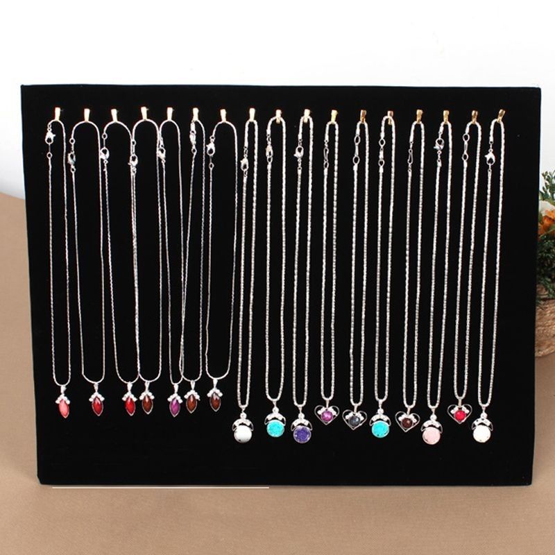 2019 17 Hook Black Velvet Jewelry Display Shelf Jewelry Organizer Holder Necklace Display Show