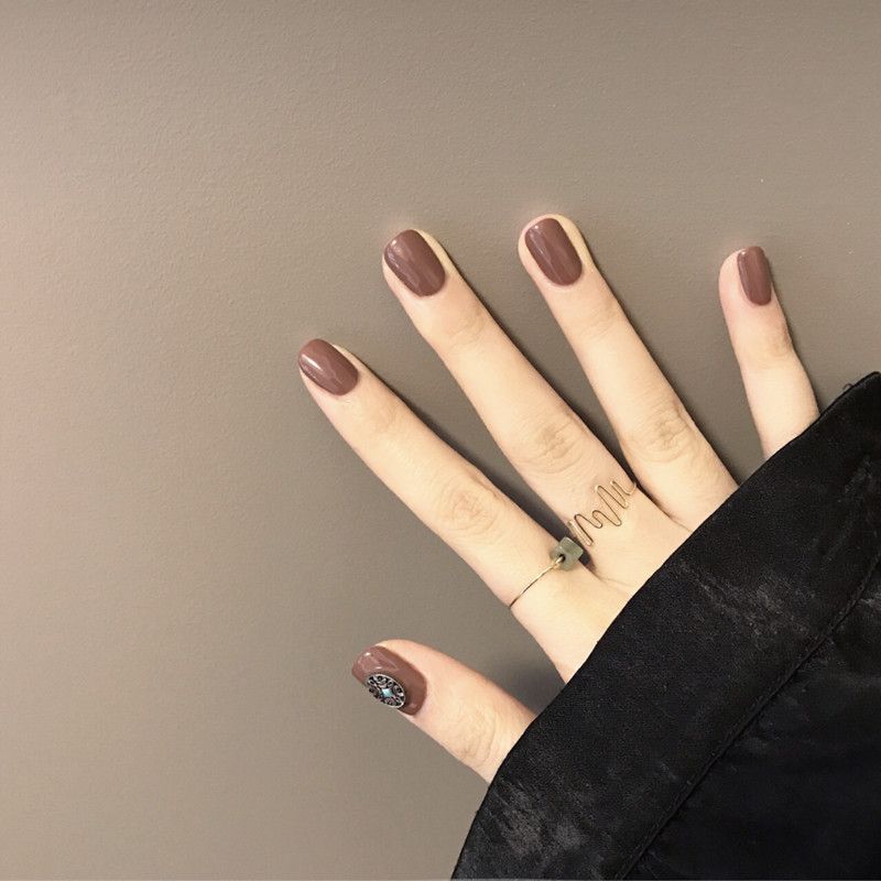 Acheter Bohême Style Beau Café Couleur Pure Avec Vieux Ruban Décoration 3d Faux Ongles Mariée Plein Ongles Conseils Mignon Faux Ongles Français De $11.55 Du
